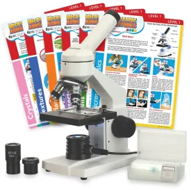 AmScope M102 Series Metal Frame Monocular Compound Microscope 40X-1000X Magnification with LED, Blank Slides and Experiment Cards
