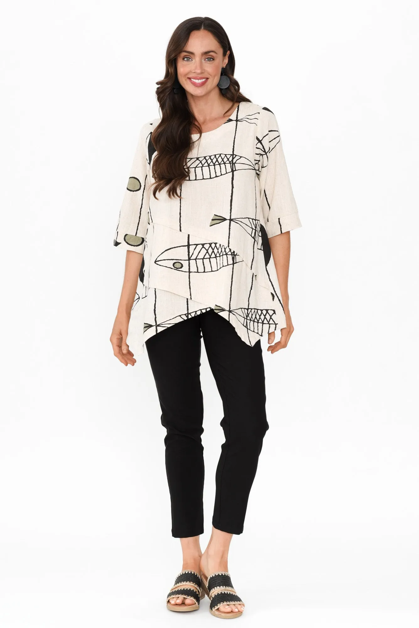 Anya Beige Sea Linen Cotton Top