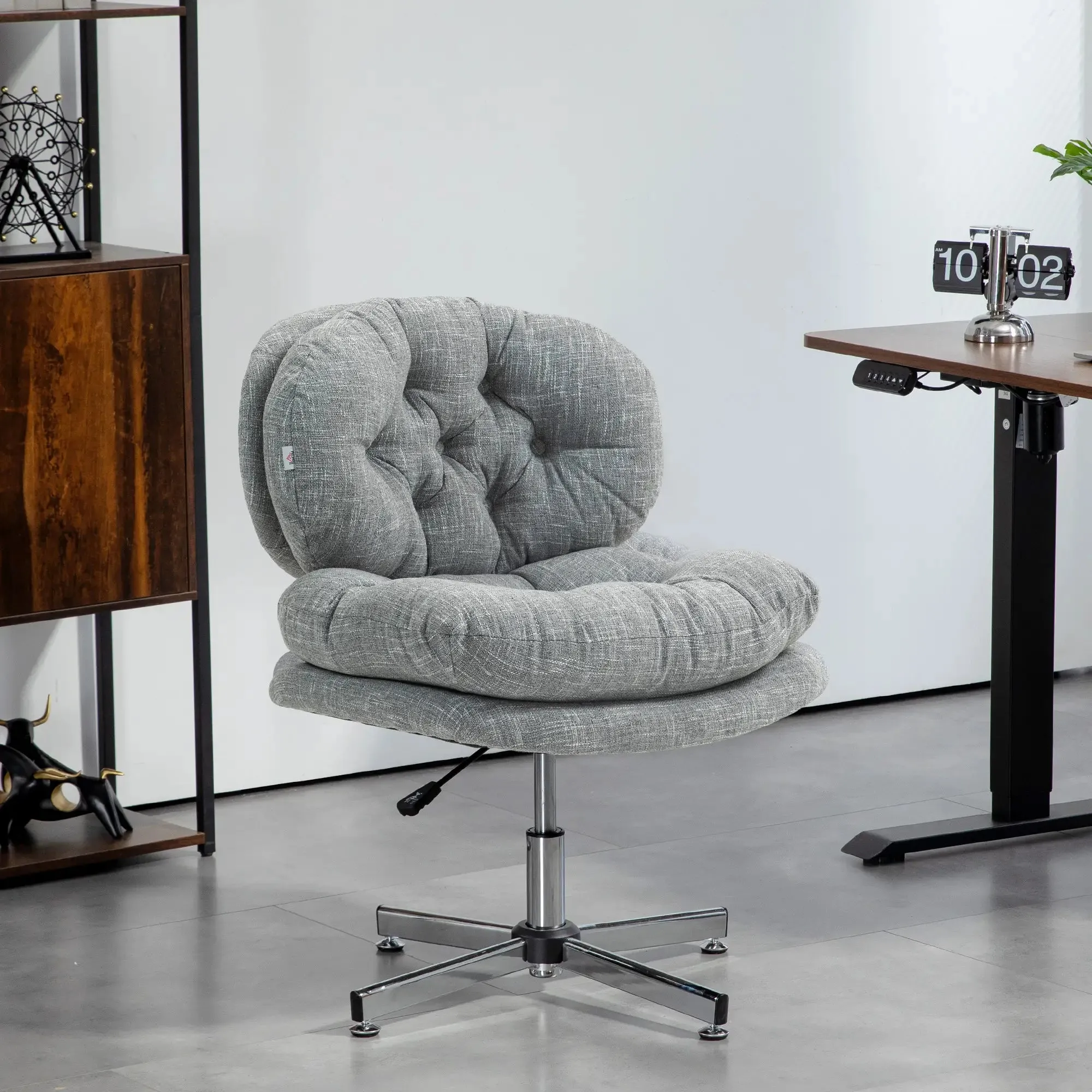 Armless Office Chair with Wide Padded Seat and Adjustable Height - Available in 2 Colours