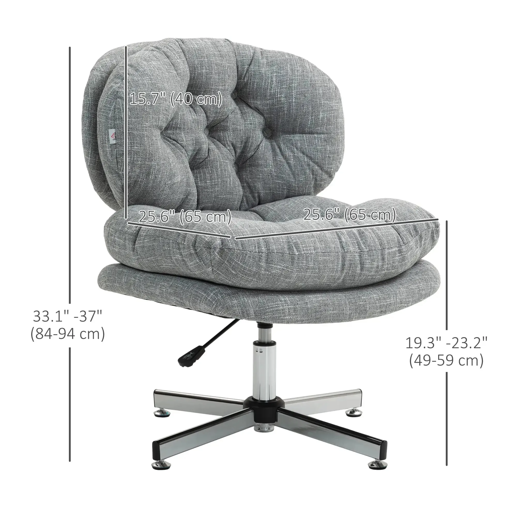 Armless Office Chair with Wide Padded Seat and Adjustable Height - Available in 2 Colours