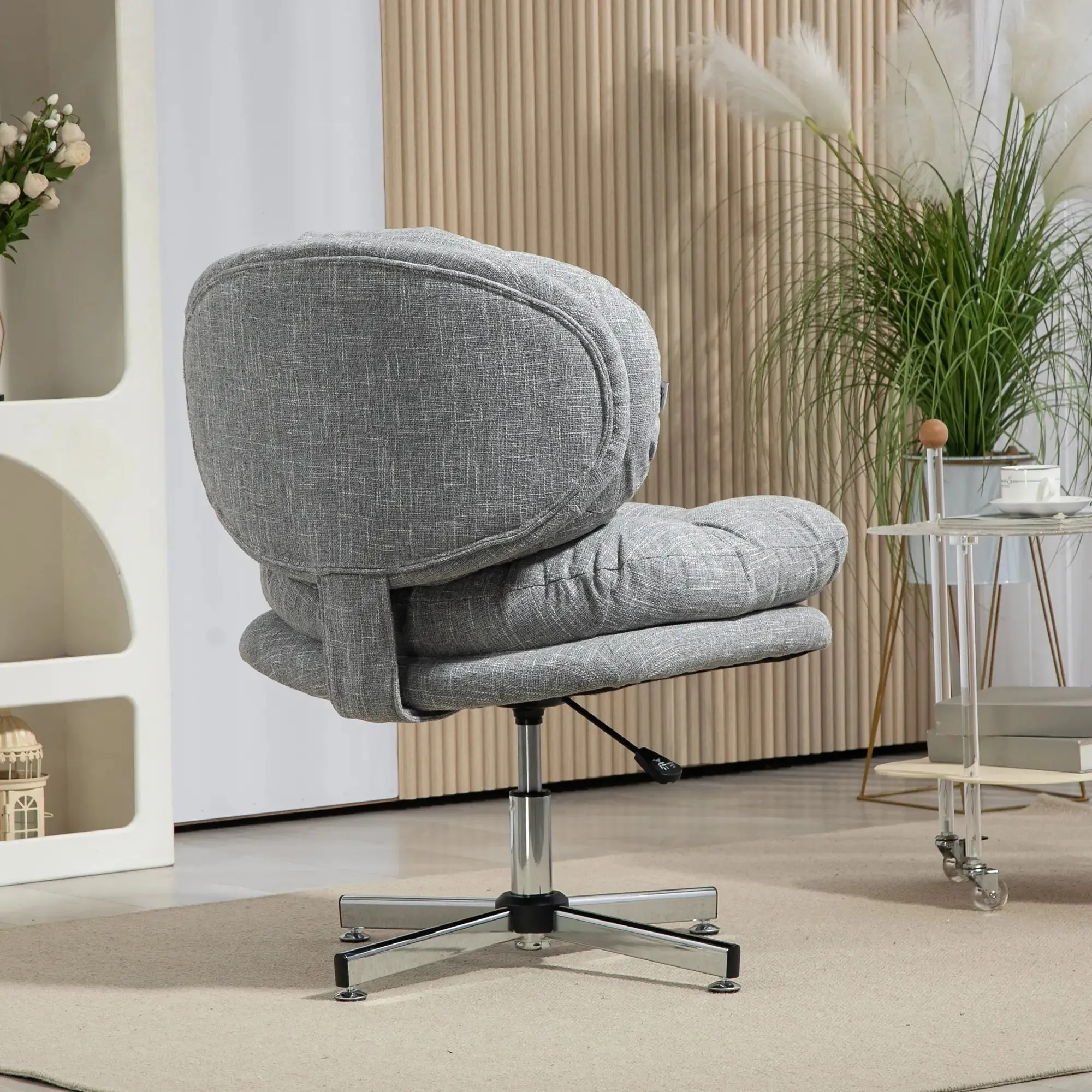 Armless Office Chair with Wide Padded Seat and Adjustable Height - Available in 2 Colours