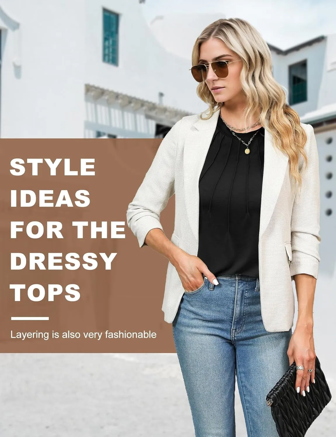 AURUZA Work Shirts for Women Business Casual Blouses Pleated Lace Short Sleeve Tops Dressy Casual Outfits Summer Tshirts