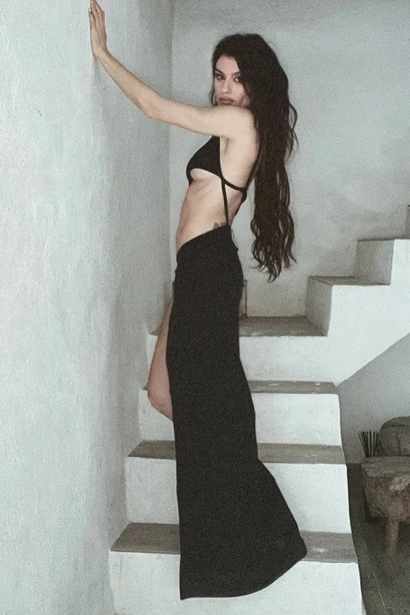 BLACK ONE SHOULDER MAXI DRESS