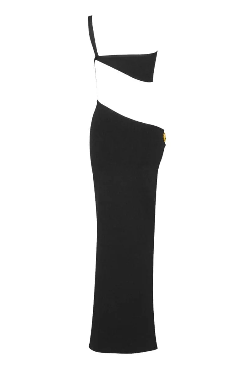 BLACK ONE SHOULDER MAXI DRESS