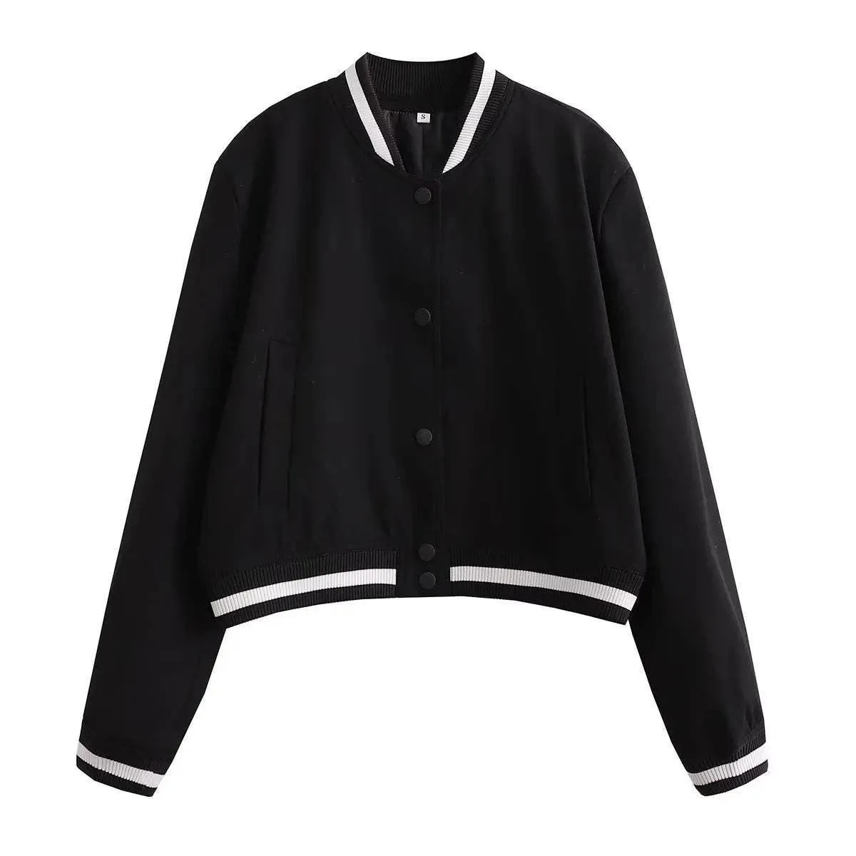 Button Stand Collar Solid Color Women Daily Jacket A196272-26