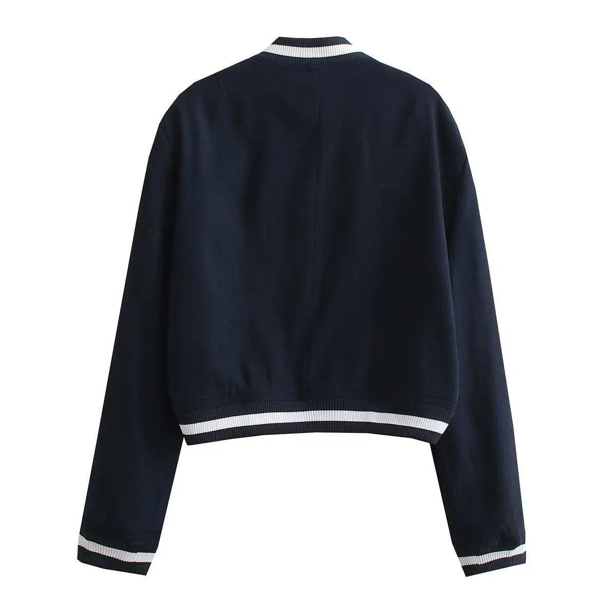 Button Stand Collar Solid Color Women Daily Jacket A196272-26