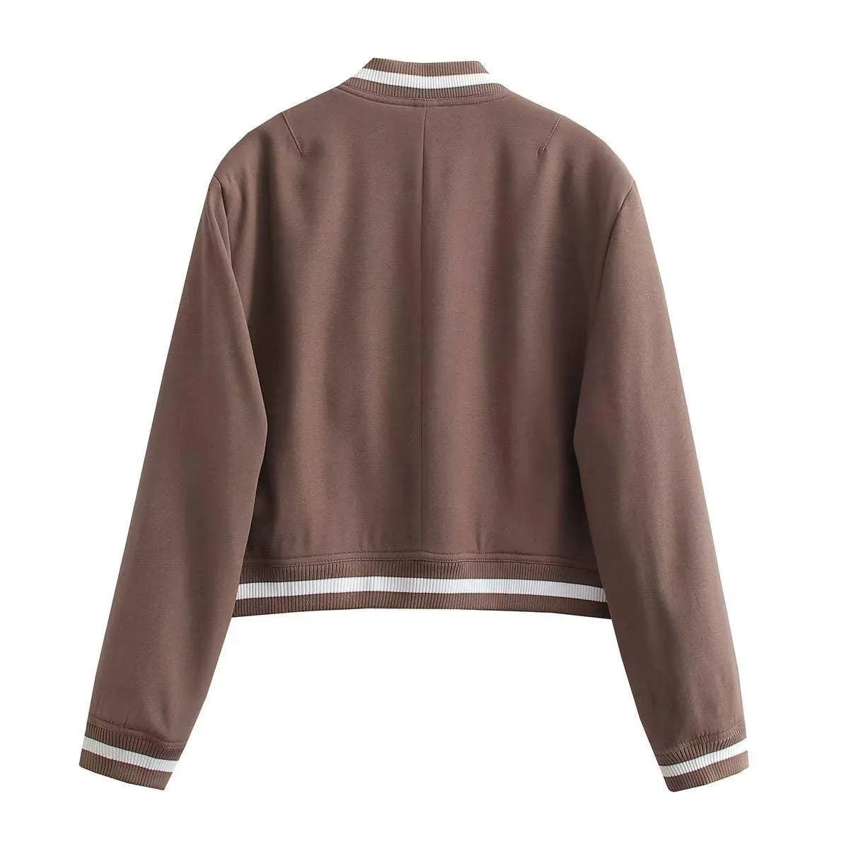 Button Stand Collar Solid Color Women Daily Jacket A196272-26