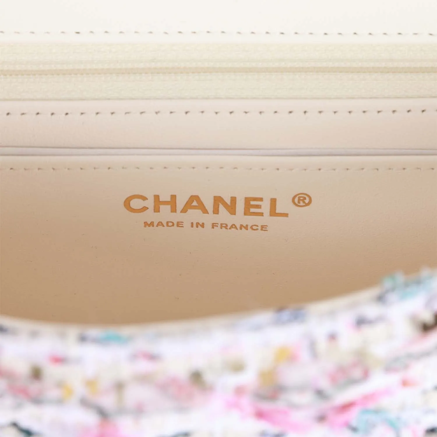 Chanel Mini Rectangular Flap Bag Multicolor Tweed Light Gold Hardware