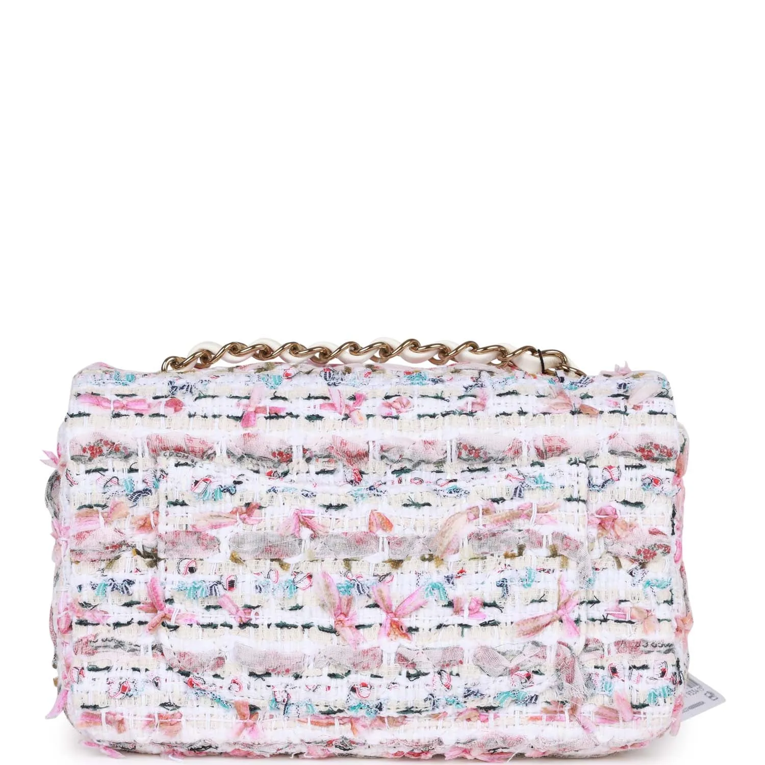 Chanel Mini Rectangular Flap Bag Multicolor Tweed Light Gold Hardware