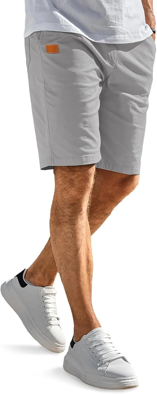 Comdecevis Mens Casual Shorts Stretch Waist Drawstring Summer Beach Twill Chino Golf Shorts
