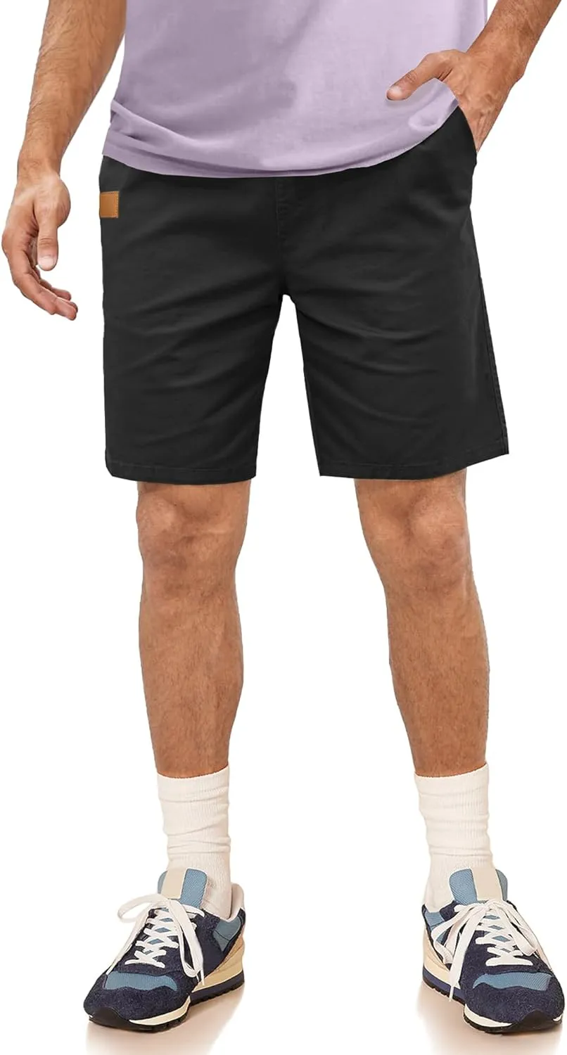Comdecevis Mens Casual Shorts Stretch Waist Drawstring Summer Beach Twill Chino Golf Shorts