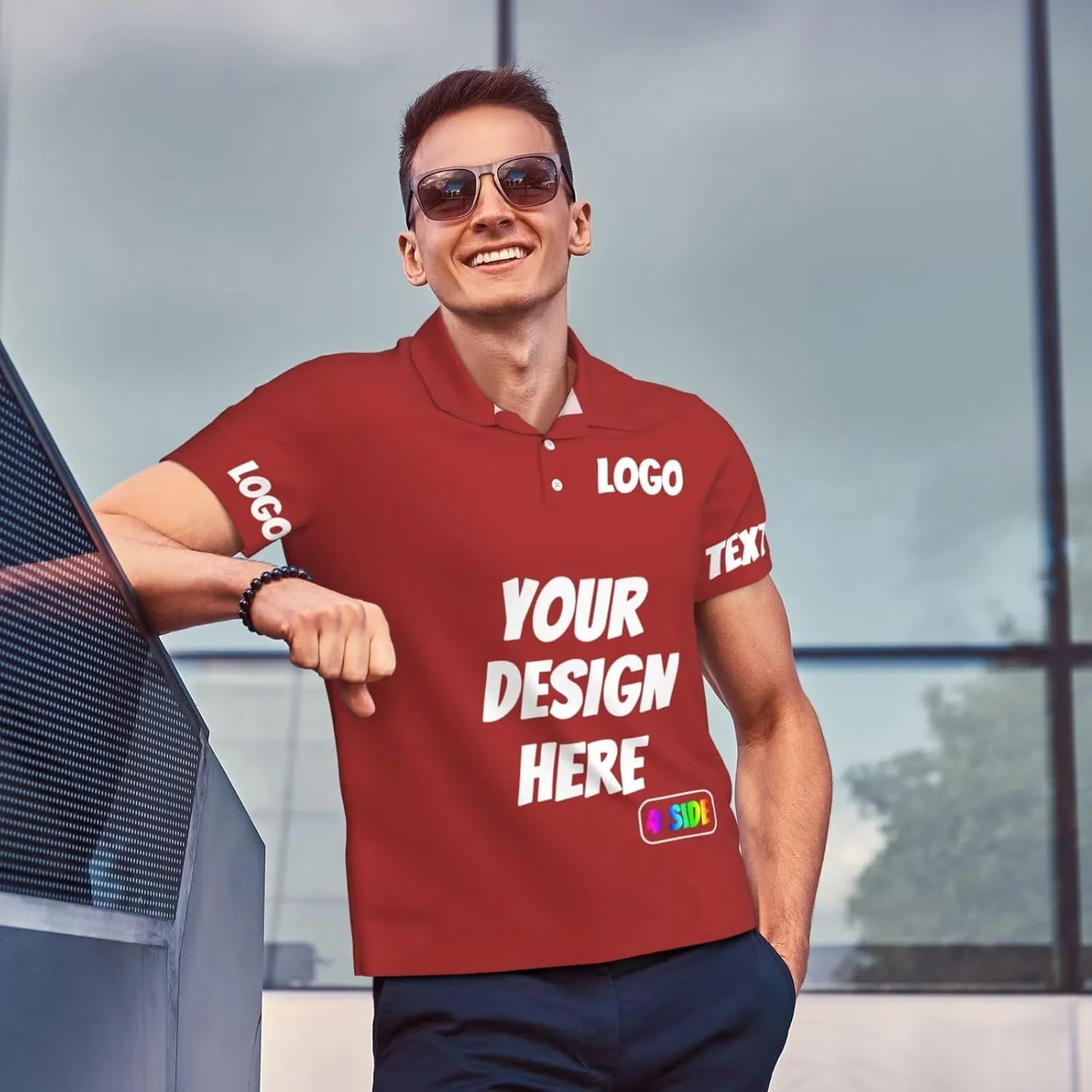 Custom Men's Polo Shirts Custom Golf Shirt Personalized Polo Shirt 4 Sides Print Personalized Shirts for Men