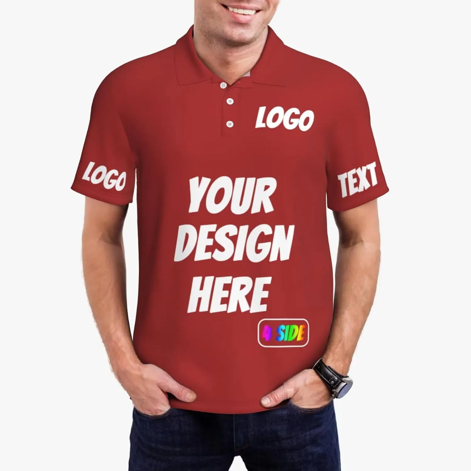 Custom Men's Polo Shirts Custom Golf Shirt Personalized Polo Shirt 4 Sides Print Personalized Shirts for Men