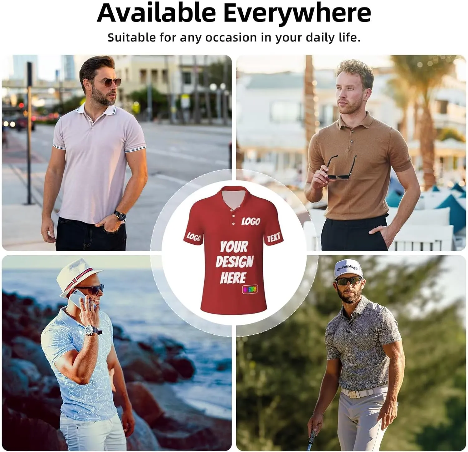 Custom Men's Polo Shirts Custom Golf Shirt Personalized Polo Shirt 4 Sides Print Personalized Shirts for Men