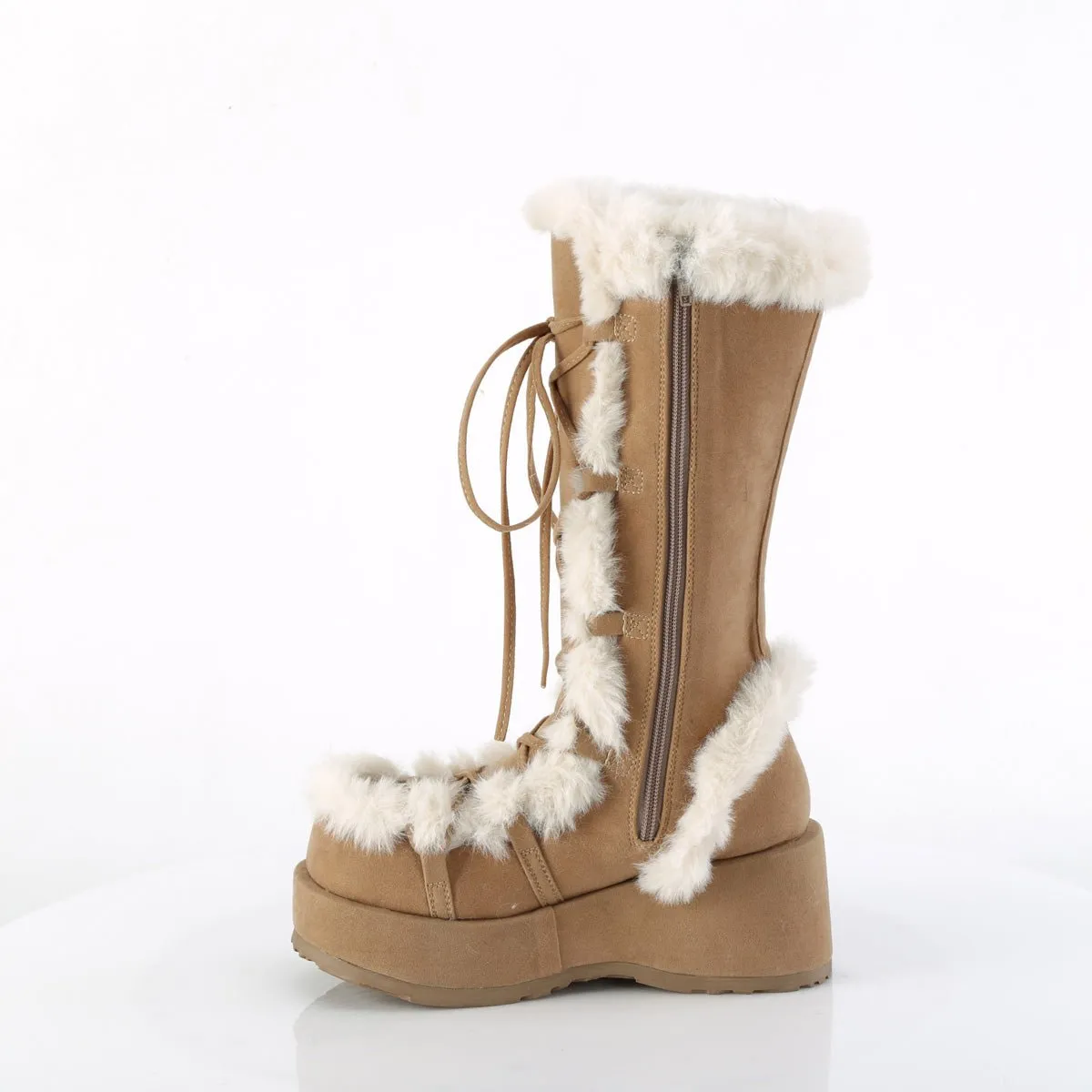 Demonia CUBBY-311 | Camel Vegan Suede Mid-Calf Boots