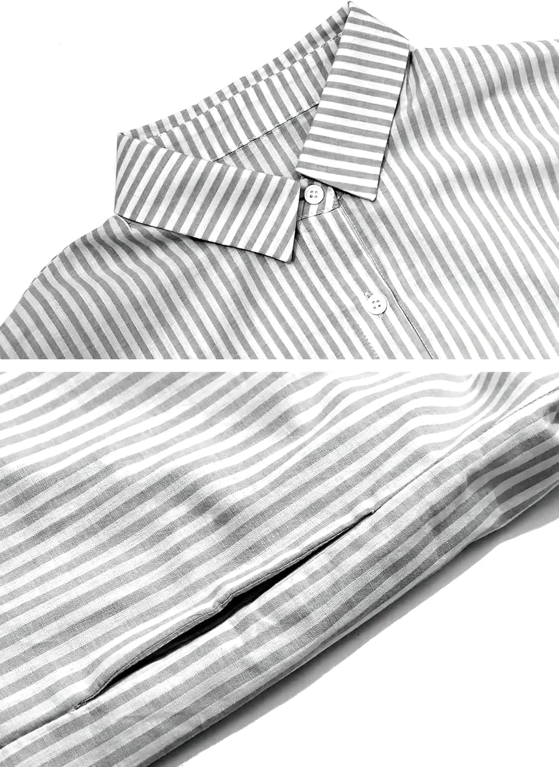 ebossy Women's Casual Stripes Buttoned Long Sleeve Oversized Loose Fit Maxi Shirt Dress Plus Size