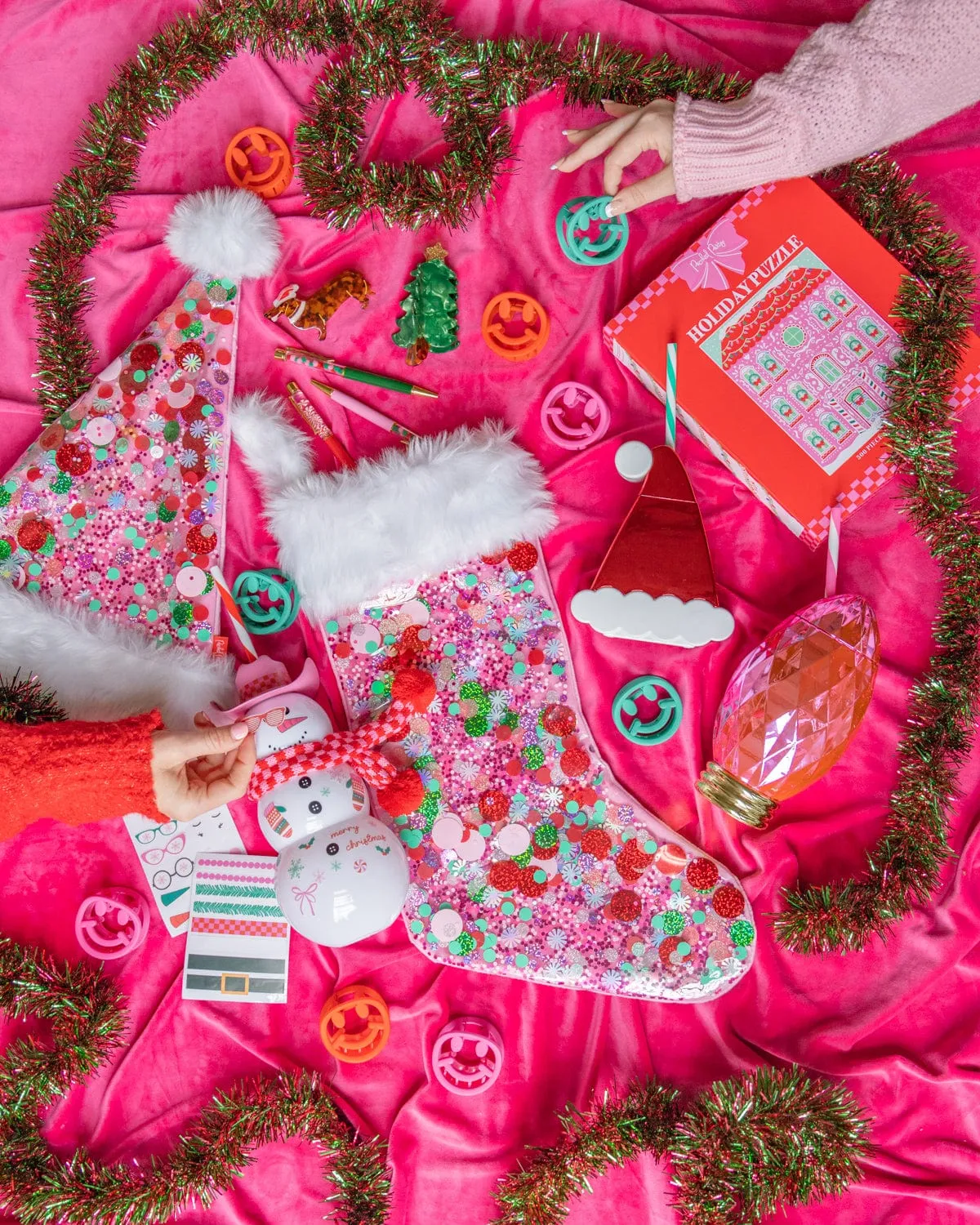 Holiday Spirit Pink Confetti Stocking