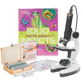 IQCrew by AmScope Premium 85  pc 120X-1200X Magnification Compound Microscope and Camera Kit w/Kid's Friendly Interactive Software and Deluxe Insect Exploration Kit
