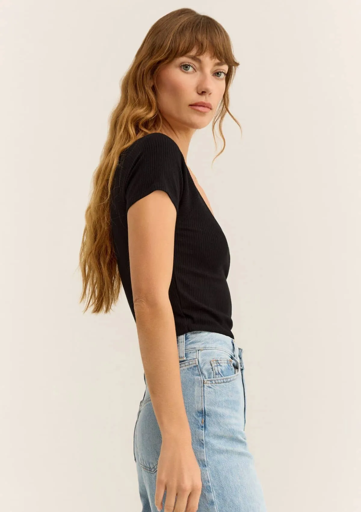Kallen Rib Top - Black