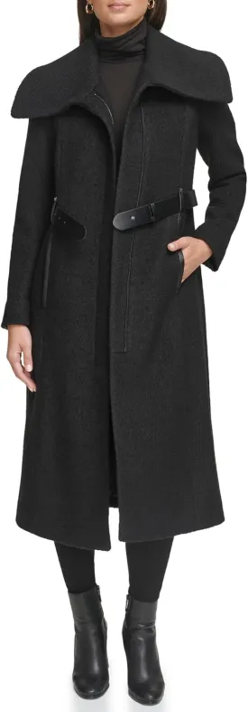 Kenneth Cole Women's Textured Twill Wool Blend Coat