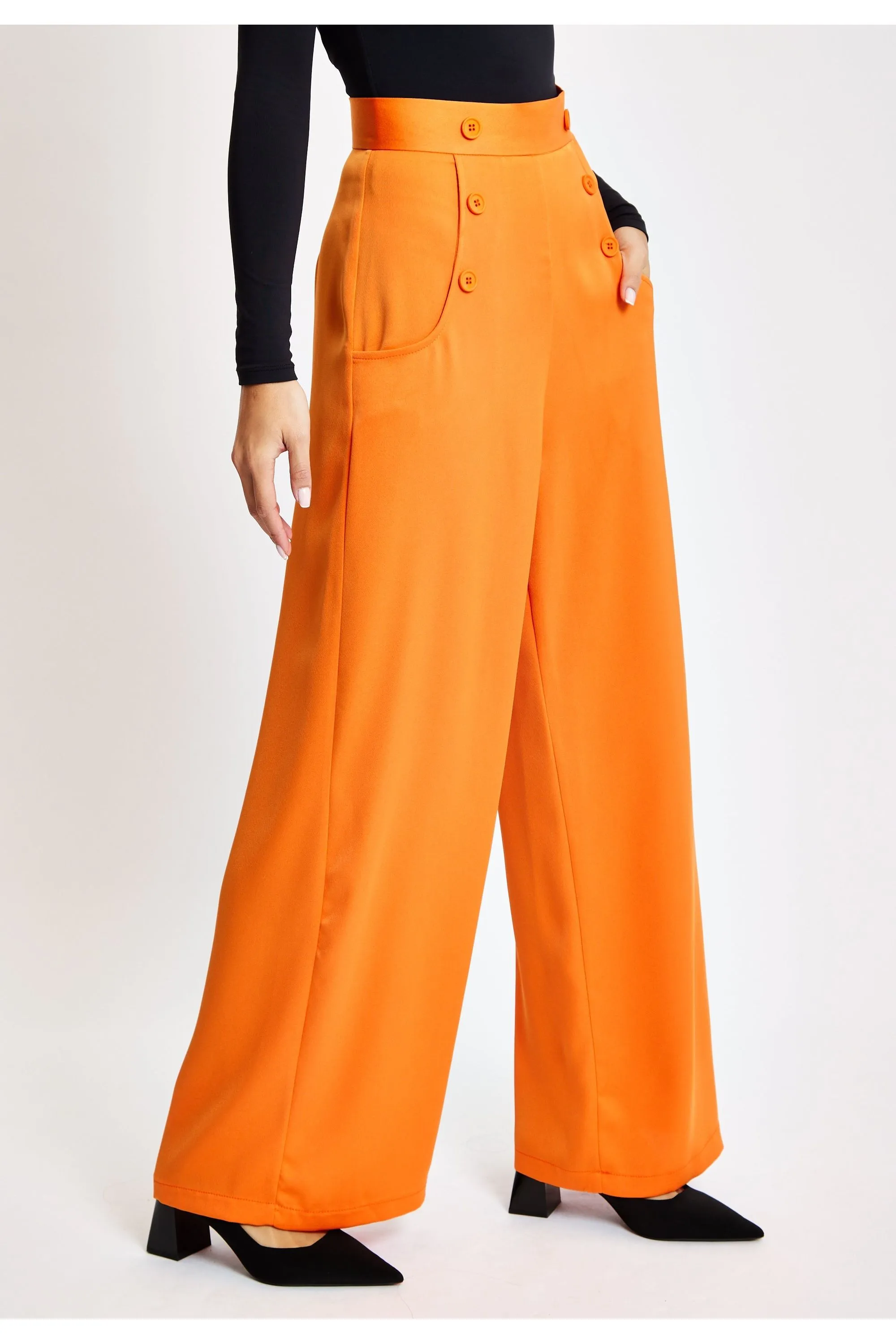 Liquorish Orange Wide Leg Trousers