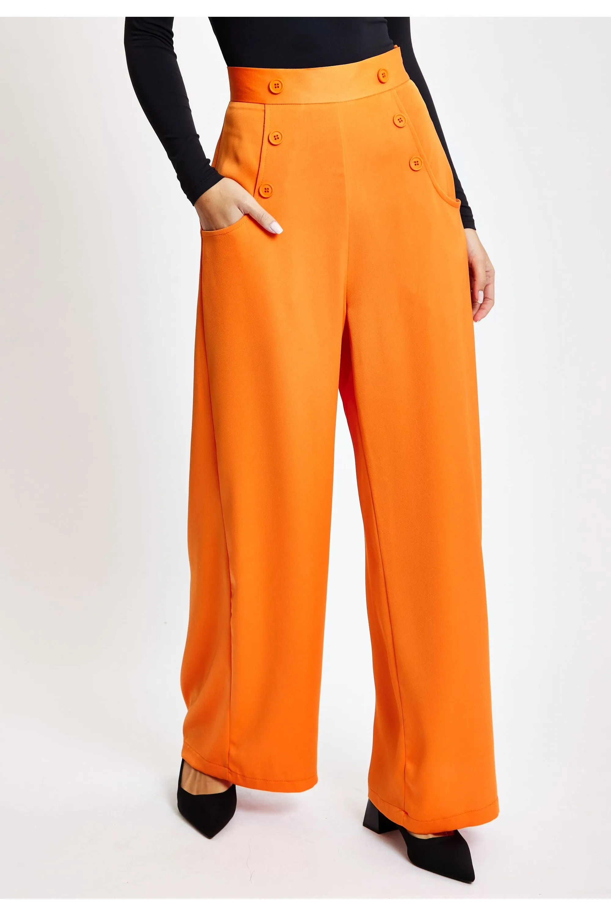 Liquorish Orange Wide Leg Trousers
