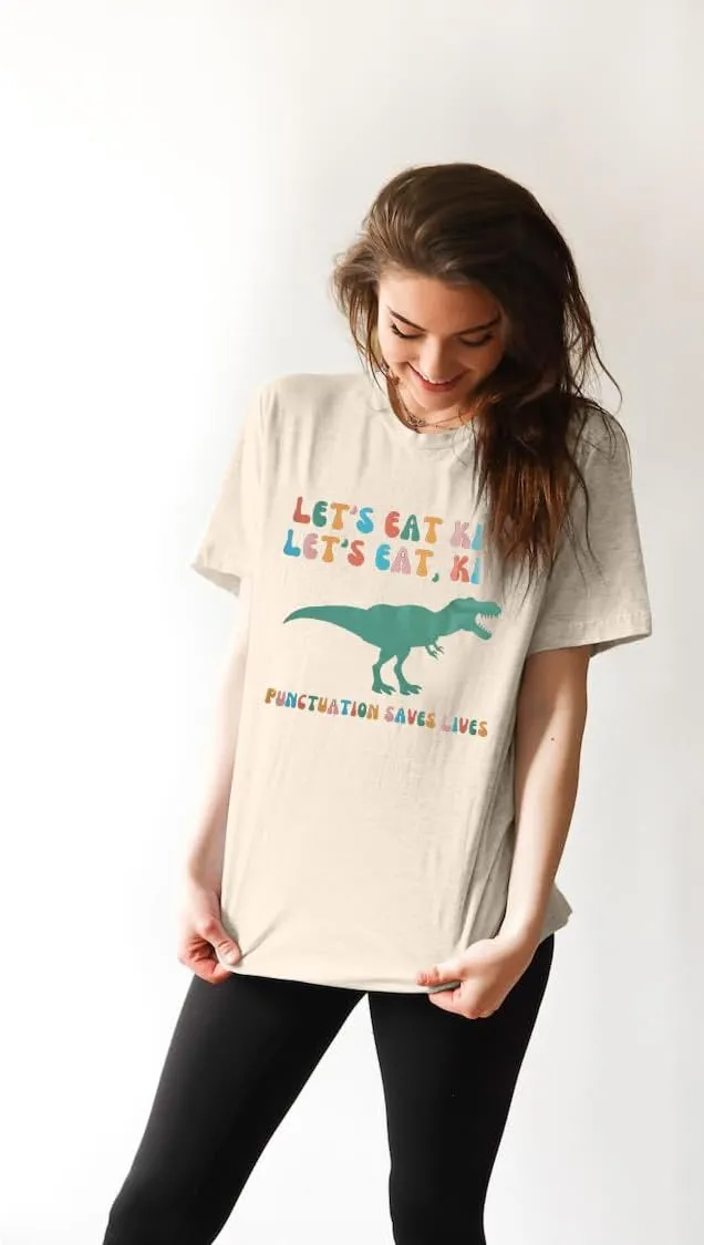 MYHALF Teacher Shirt Women Grammar Tshirt: Funny Dinasour Graphic T Shirt Teacher Gifts Kindergarten Teacher Life Tops