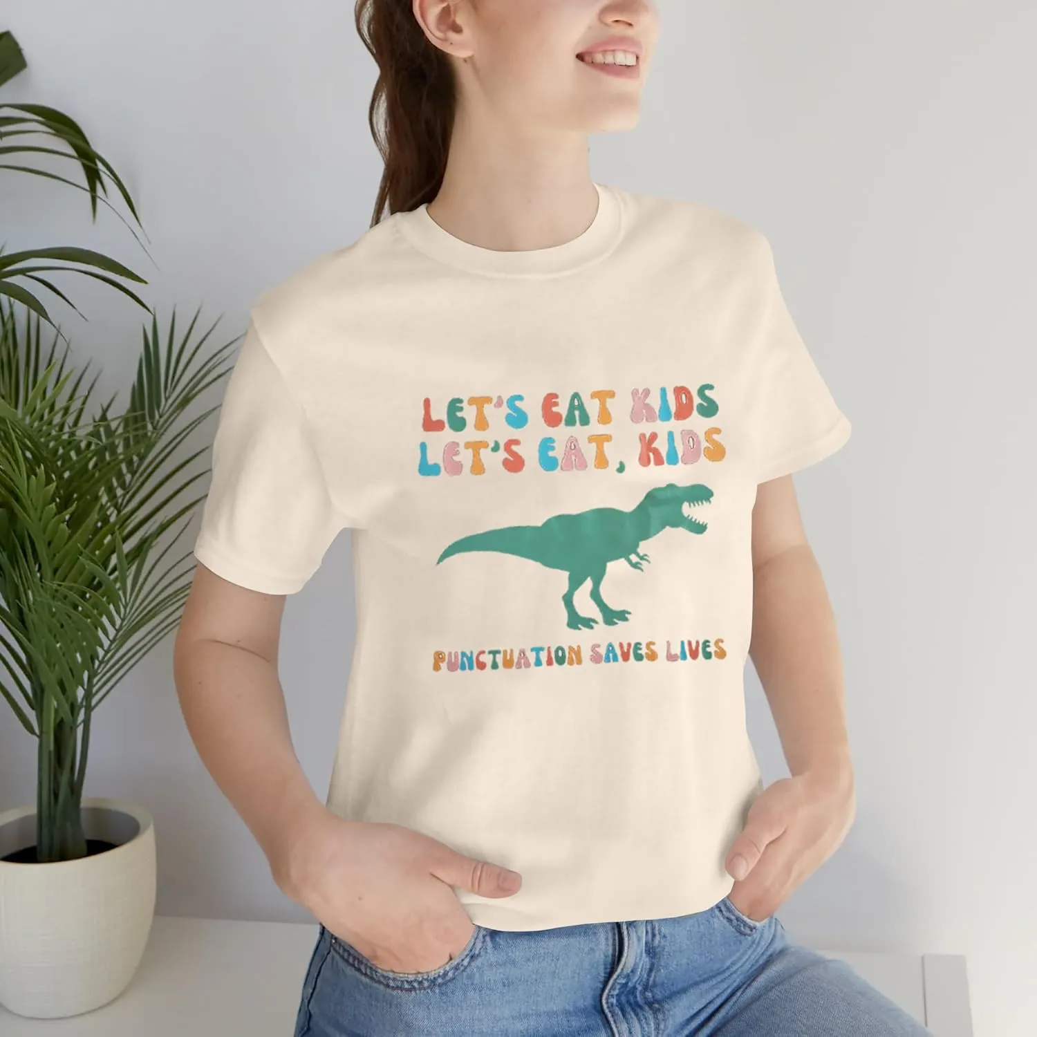 MYHALF Teacher Shirt Women Grammar Tshirt: Funny Dinasour Graphic T Shirt Teacher Gifts Kindergarten Teacher Life Tops