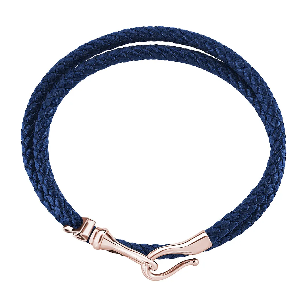 Statement Fish Hook Wrap Leather Bracelet in Silver