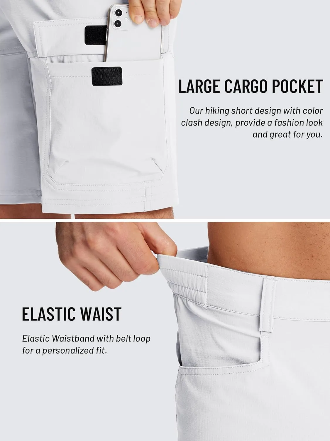 TACVASEN Men's Summer Outdoor Shorts Quick Dry Cargo Casual Work Hiking Shorts (NO Belt)