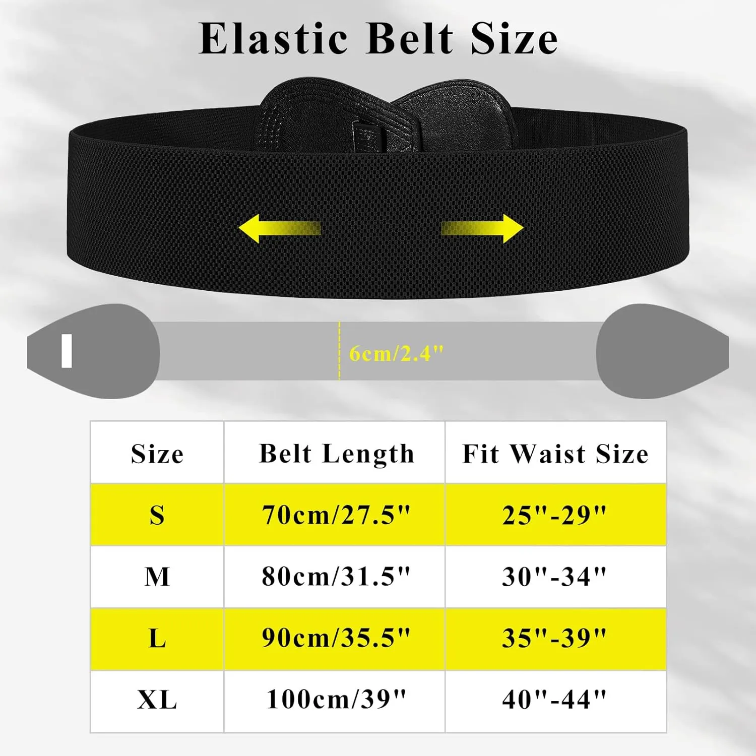 WHIPPY Women Wide Elastic Belt Ladies Stretch Dress Belt Fashion Waistband with 8-shaped Interlock Leather Buckle